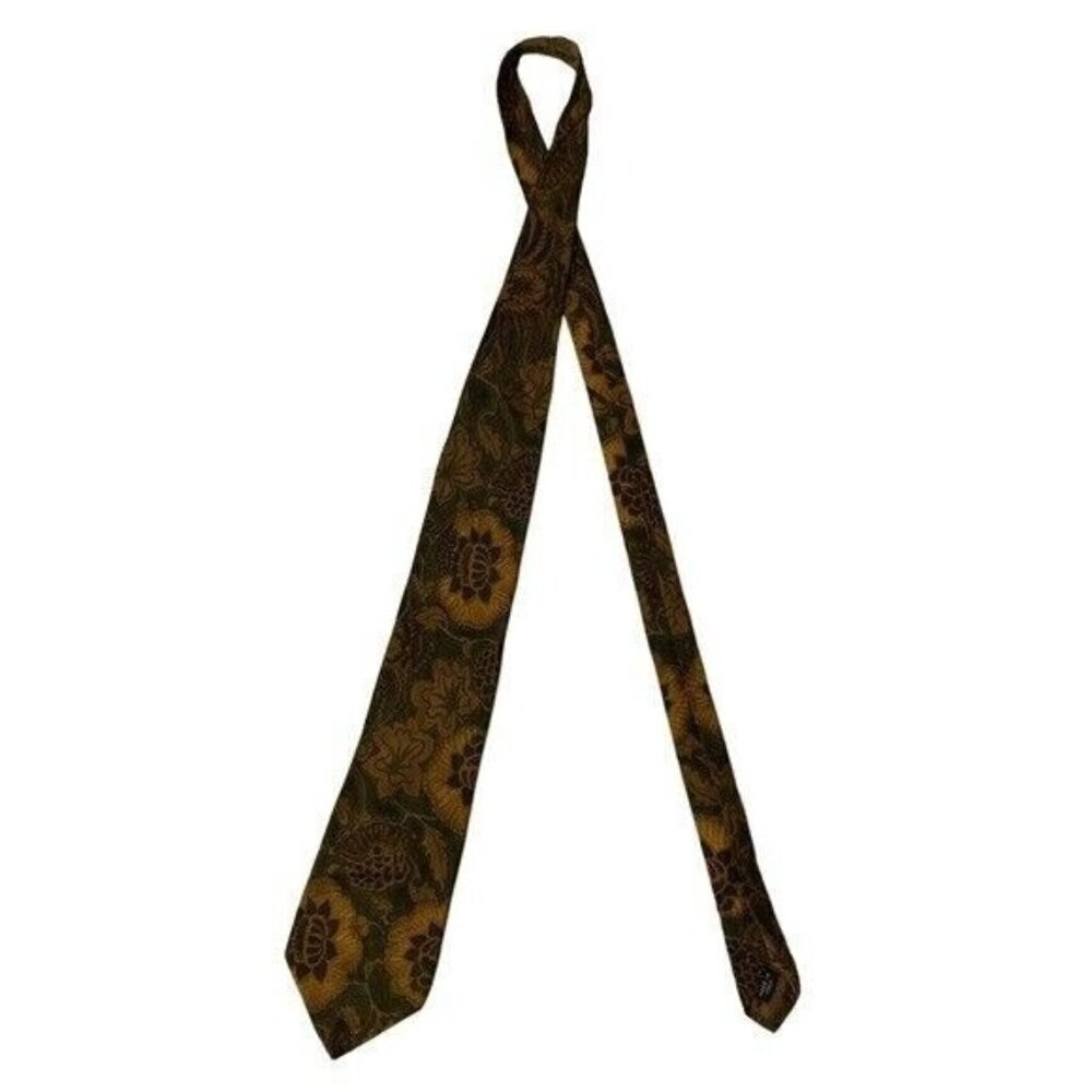 Ted Lapidus Silk Tie Formal Brown Classic‎ Businesscore Officewear Preppy